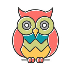 Fototapeta premium Cute cartoon owl illustration isolated on white background