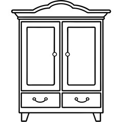 Wardrobe Cabinet Outline Vector Front