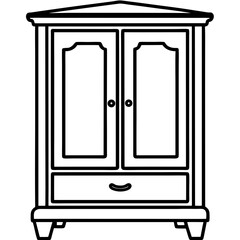 Wardrobe Cabinet Outline Vector Front