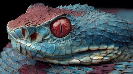 Close-up view of a uniquely colorful snake with vibrant scales showcasing intricate details