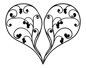 Ornate heart design silhouette