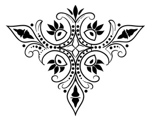 Ornate floral scrollwork design silhouette