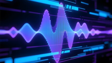 Digital Audio Waveform Display with Neon Colors
