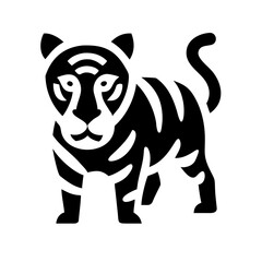 Stylized black and white tiger illustration isolated on white background