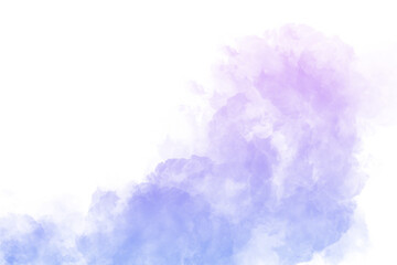 A gradient of blue and purple smoke swirls against a white backdrop, creating a dreamy and abstract effect isolated on transparent background