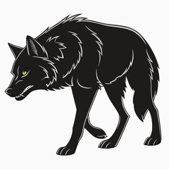Black wolf isolated on white background