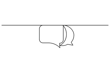 Speech bubble continuous single line drawing and outline vector illustration.