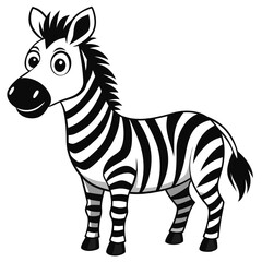 Cute cartoon zebra isolated on white background