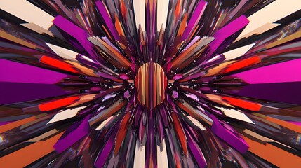 Abstract Purple Orange Red Geometric Burst Explosion Design