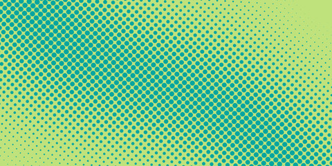 Abstract green and turquoise pop art background with halftone dots in retro comic style