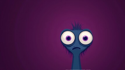 A frightened, cartoon creature stares intently.