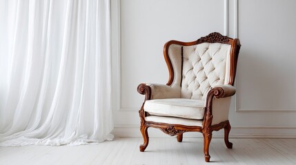 Elegant Vintage Armchair in Minimalist Interior