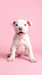 Adorable Cachorro de Dogo Argentino en Fondo Pastel, Generated image