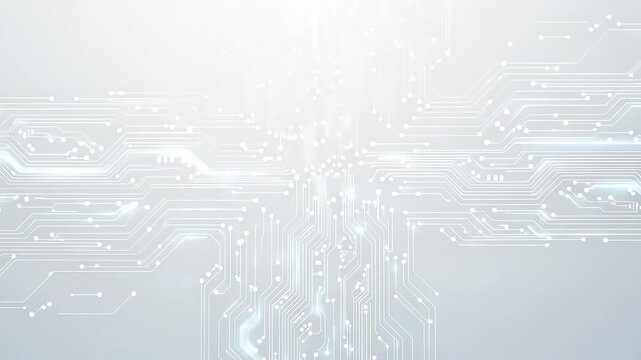 Circuit Board Animation with Light Trails and Smooth Camera Pan - Powered by Adobe