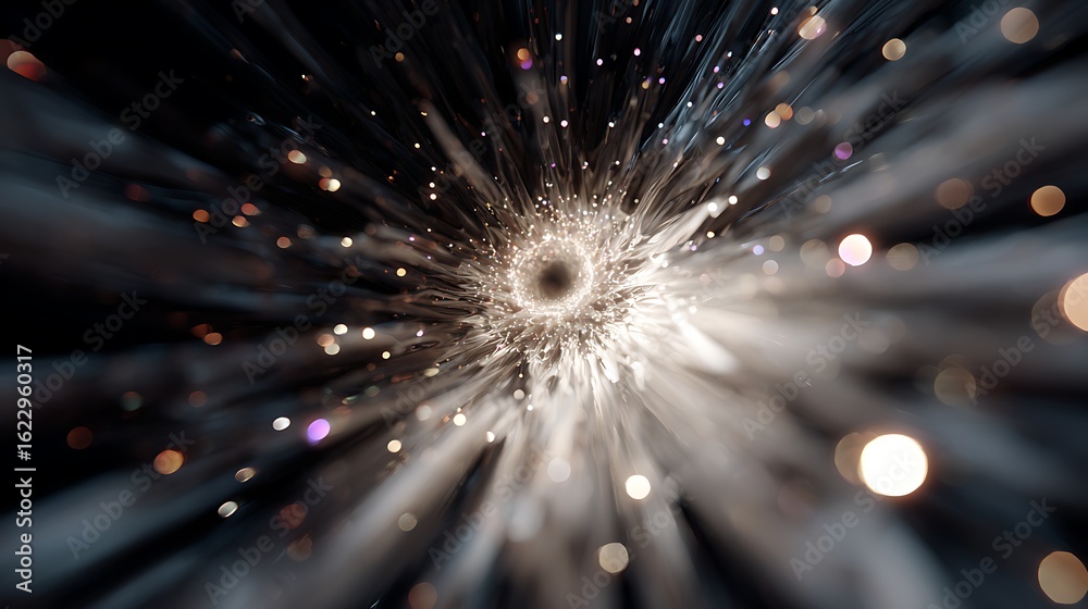 Wall mural abstract space tunnel background with light and motion creating a dreamy and magical effect, perfect