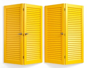 Bright Yellow Folding Wooden Room Divider, Interior Design and Furniture Concept