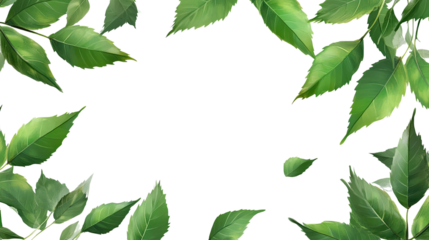 neem leaves border on white background