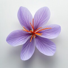 Fototapeta premium Single Saffron Crocus Flower With Purple Petals image