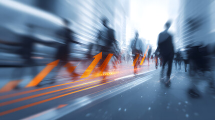 Dynamic business environment showcasing the concept of business agility, with symbols representing company transformation towards higher efficiency and rapid adaptation to market changes.