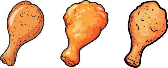Cartoon fried chicken drumstick illustration
