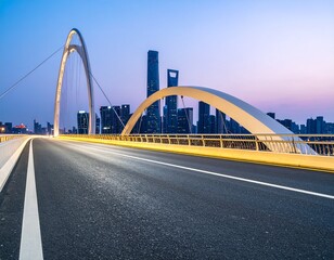 Fototapeta premium Futuristic City Highway With Yellow Glowing Line