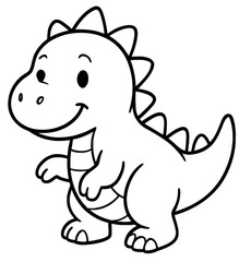 Fototapeta premium Cute Cartoon Dinosaur Coloring Page for Kids