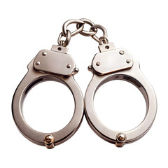 Obraz premium Metal handcuffs isolated on transparent background