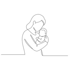 Minimal outline icon of a parent gently holding a baby in arms-Parent Holding Baby Icon