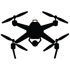 Black drone with camera and propellers quadcopter aerial