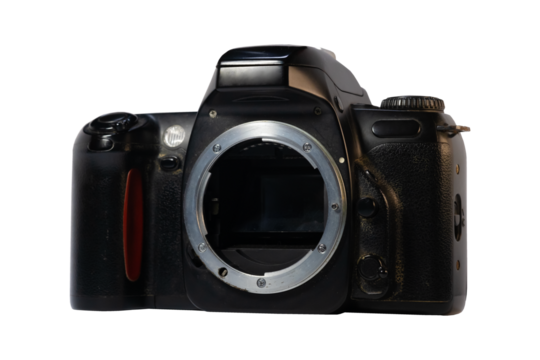 Black body DSLR Camera without Lens Isolated on transparent Background. - Powered by Adobe