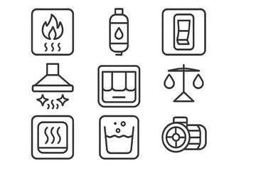 Appliance and home safety line icon set. essential house safety line art collection