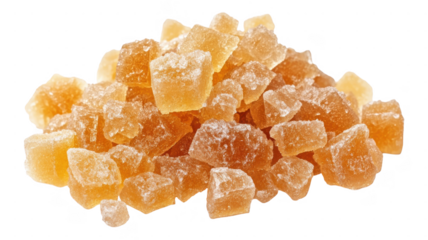Natural crystallized sugar cubes in an transparent arrangement on a bright background
