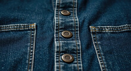 Close-up of Dark Denim Jacket with Antique Metal Buttons