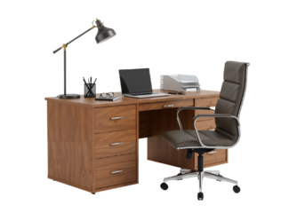 Modern Office Desk Setup – Professional Workspace on White