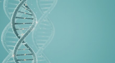 Stylized DNA Helix with Luminous Nodes Representing Biology, Genetics, Research, and Medical Technology
