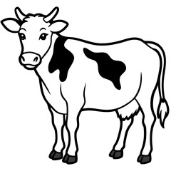 Cow isolated on transparent background, black and white cow