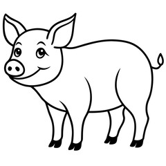 Pig isolated on transparent background, vector illustration of a pig 