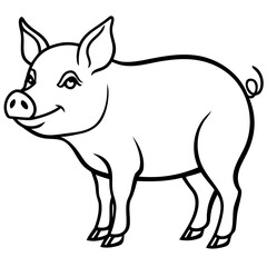 Pig isolated on transparent background, vector illustration of a pig 