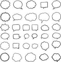 Fototapeta premium Speech & Thought Bubble Icon Set Featuring 36 Comic-Inspired Designs in Clean, Monoline Style