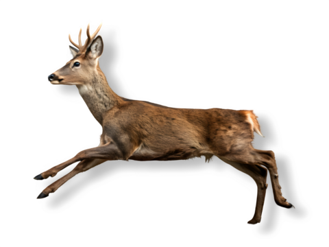 Red deer is running isolated on transparent background 