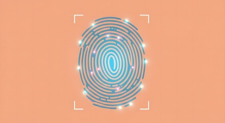 Simplified Fingerprint with Glowing Accents Digital Identity and Biometric Security Concept for Authentication Systems