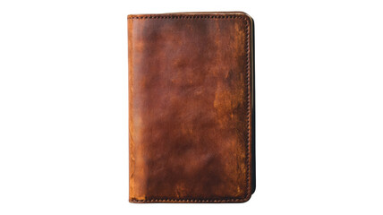 Elegant brown leather wallet showcasing fine texture and craftsmanship on an transparent background