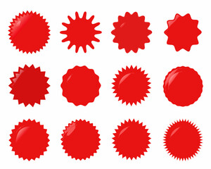 set of red and white labels