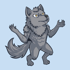 Ferocious Gray Werewolf Monster - Full Moon Transformation