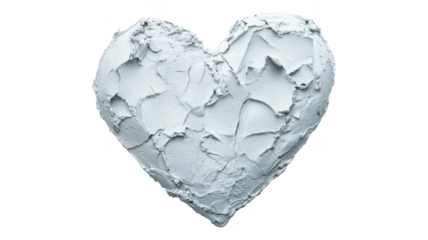 Textured white heart shape created with transparent artistic techniques