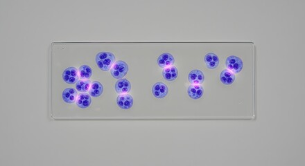 Simplified Microscope Slide with Glowing Cells Biology Research Concept for Laboratory Studies and Scientific Discovery