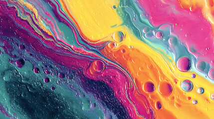 Vivid abstract background with swirling rainbow colors and bubbles ideal for creative projects backgrounds and digital art
