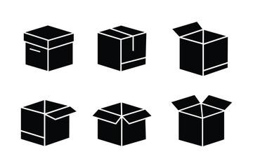 Package box line icon vector set. Containing open cardboard, fast delivery box, container, parcel protection, storage, good packing, fragile, wrapped, offer, processed, product shipping, merchandise 