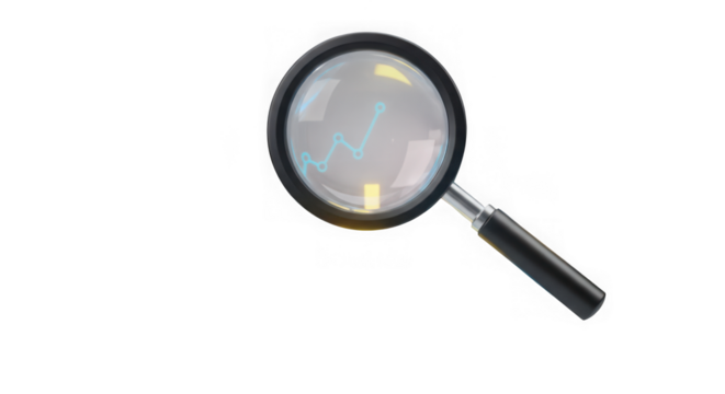 Ai generated image of magnifying glass with a black handle isolated on transparent background