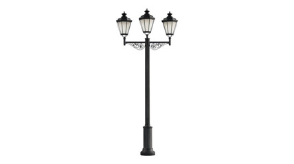 Obraz premium Vintage street lamp, antique lantern post, outdoor lighting fixture, urban decor isolated on Transparent Background
